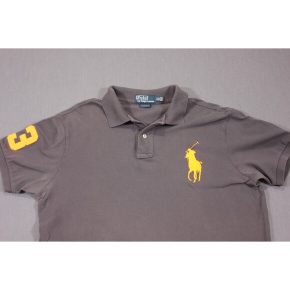 Polo Ralph Lauren Polo Custom Shirt Men Gray Neon Orange Big Pony 3 Sleeve XL - Picture 2 of 11